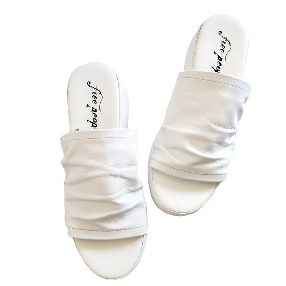FREE PEOPLE Poolside sporty white open toe sandals leather slides Sz 40 / 10 NEW - Picture 8 of 8